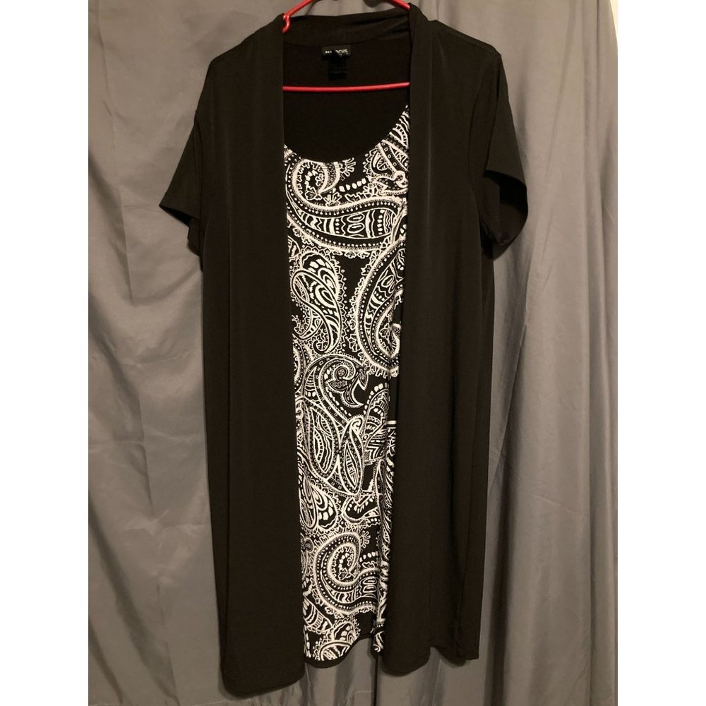 Enfocus Studio Black and White Paisley Mini Dress